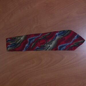 Vtg Jimmy V  Red Gray Abstract Art Silk Ties USA‎ Made